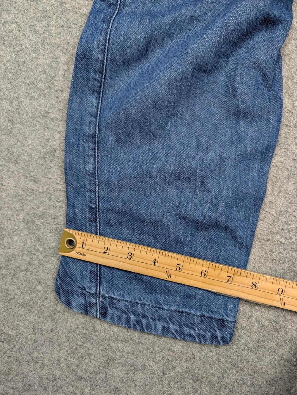 Pilcro The Cottage Pants Womens Large Blue Denim Cargo Elastic Waist Lightweight - Picture 10 of 11